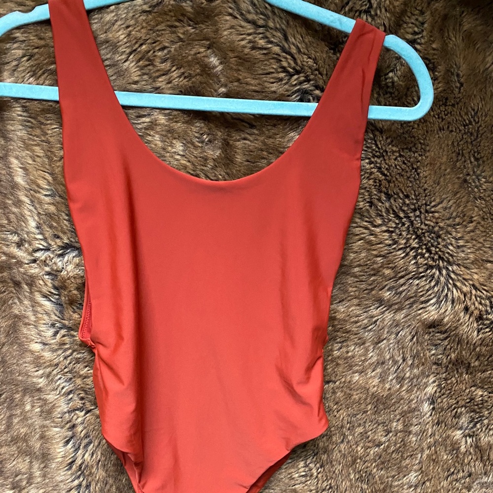 Aerie burnt orange one piece bathing suit